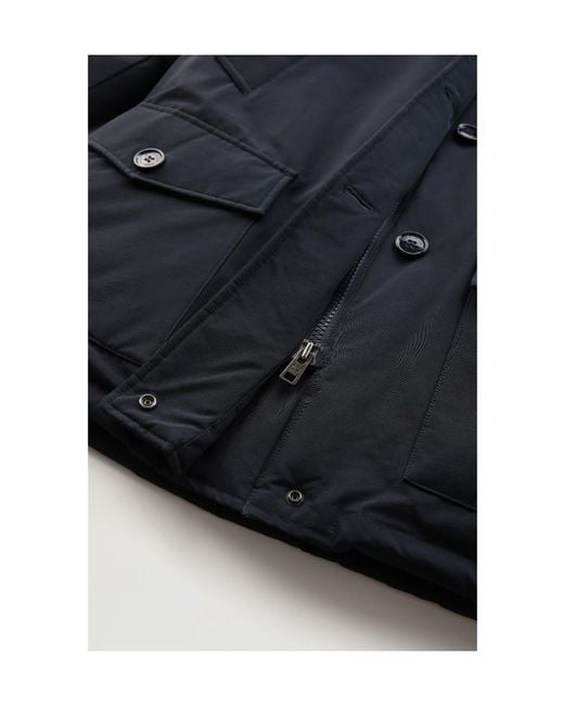Woolrich Black Arctic Hooded Buttoned Jacket