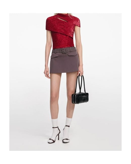 Self-Portrait Red Draped Lurex Blouse