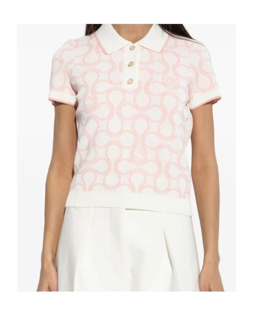 Casablanca Pink Patterned Polo Top
