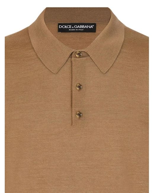 Dolce & Gabbana Brown Cashmere-Silk Polo Shirt for men