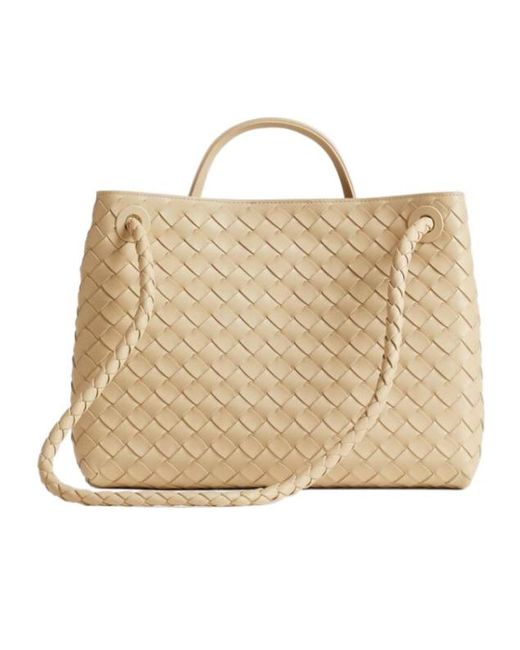 Bottega Veneta Metallic Andiamo Medium Top Handle Bag