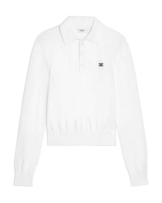 Céline White Polo Sweater