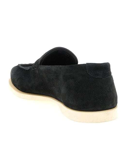John Lobb Black Padded Stitching Loafers for men