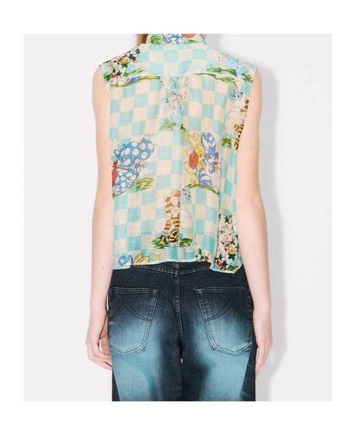 KENZO Green Cartoon' Sleeveless Top
