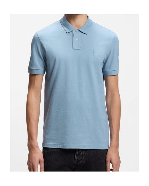 Boss Blue Collared Short-Sleeved Polo Shirt for men
