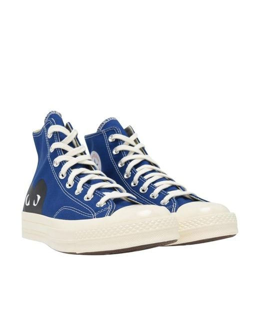 COMME DES GARÇONS PLAY Blue Logo High-Top Sneakers
