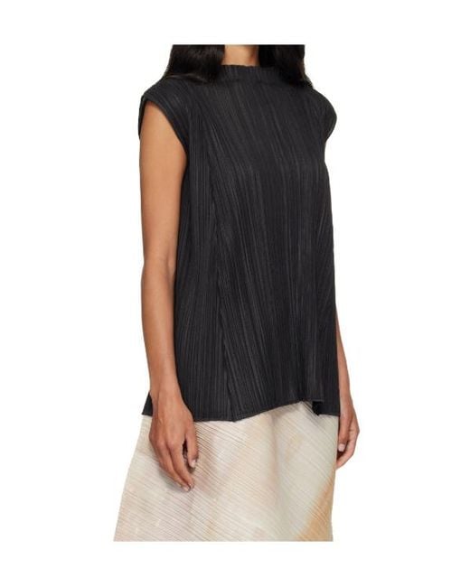 Pleats Please Issey Miyake Black Pleats Please Issey Miyake Pleated Sleeveless Top
