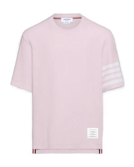 Thom Browne Pink Stripe Detail T-Shirt for men