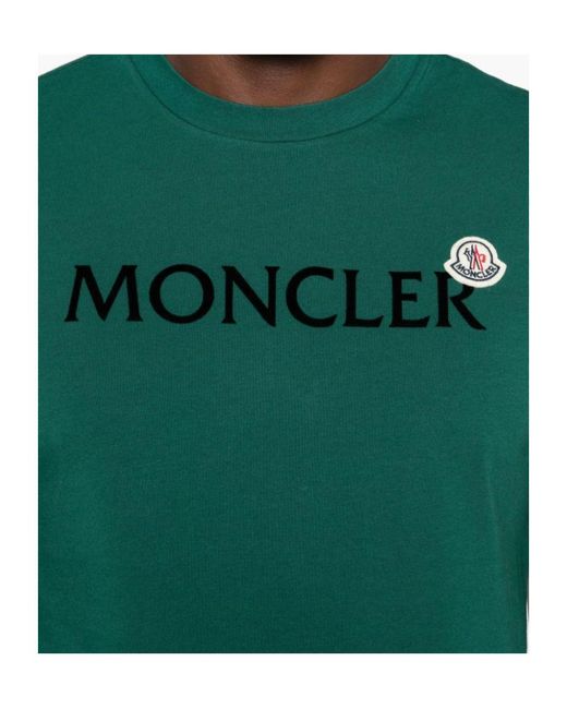 Moncler Green Logo Printed Crewneck T-Shirt for men