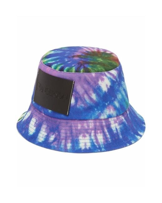 J.W. Anderson Blue Jw Anderson Tie-Dyed Logo-Patch Bucket Hat