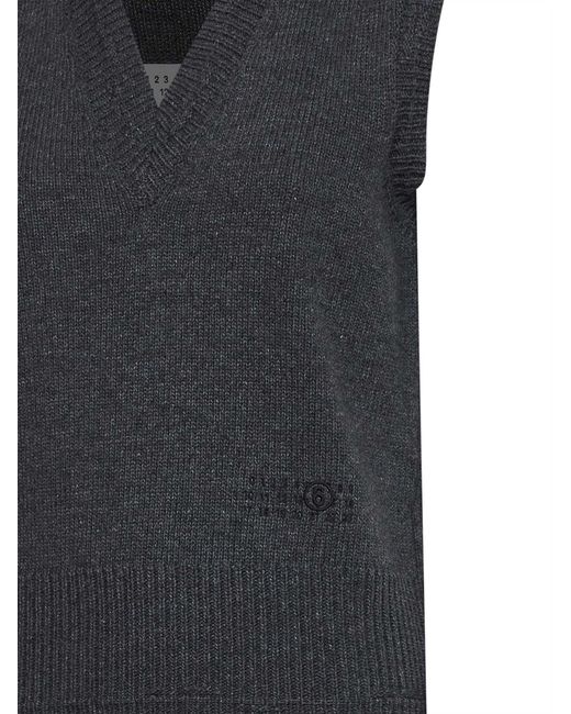 MM6 by Maison Margiela Black V-Neck Knitted Vest