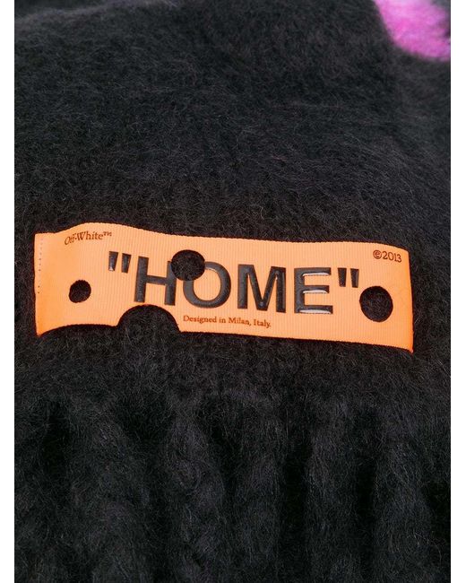 Off-White c/o Virgil Abloh Black Logo Patch Fringed Blanket for men