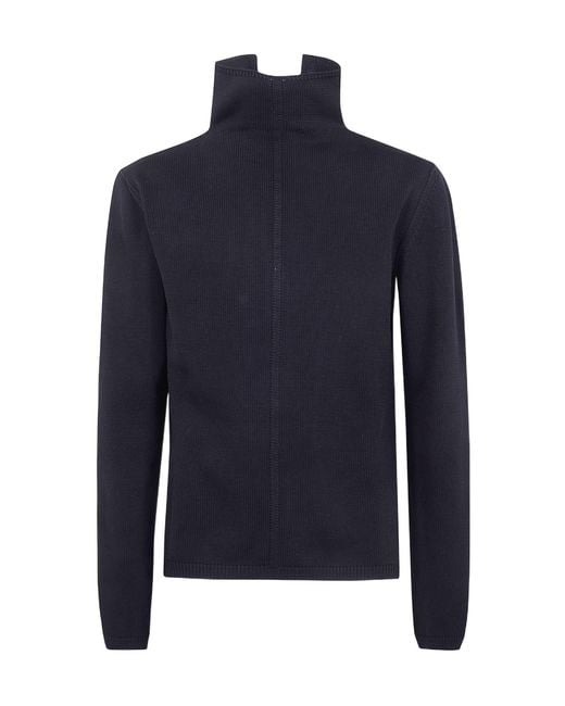 Rick Owens Blue High-Neck Cut-Out Sweater for men
