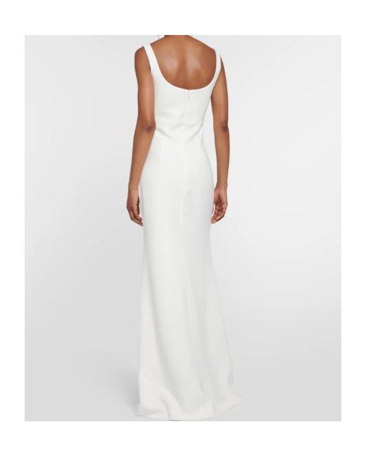 Roland Mouret White Embellished Crêpe Gown
