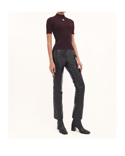 Courreges Purple Reedition Ribbed-Knit Short-Sleeve Sweater