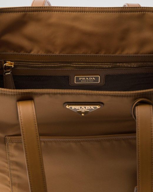Prada Brown Re-Edition 1978 Medium Re-Nylon And Saffiano Leather Tote Bag