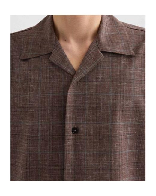 Jil Sander Brown Checked Short Sleeved Shirt for men