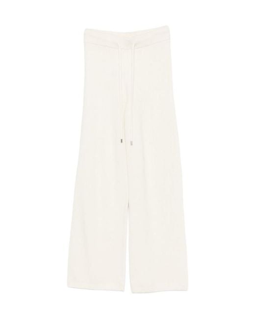 ERMANNO FIRENZE White Drawstring-Waist Fine-Knit Trousers