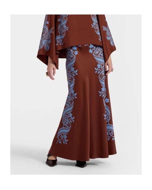 LaDoubleJ Red Mix-Print Midi Skirt