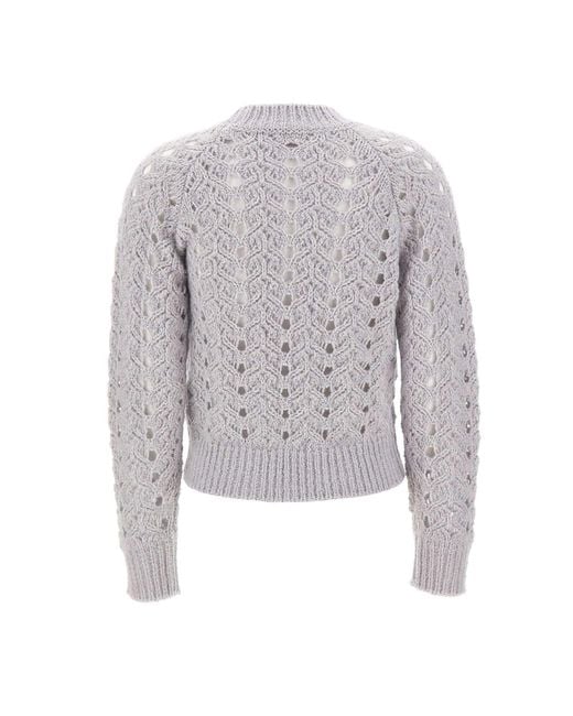 Eleventy Gray Openwork Cable Knit Sweater