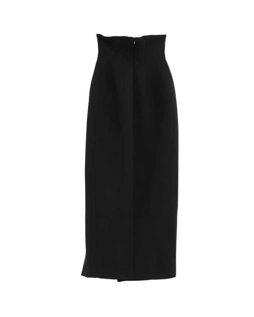 Khaite Black High-Waisted Midi Skirt