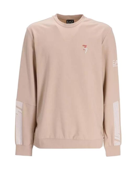 EA7 Pink Logo-Patch Crew-Neck Sweatshirt for men