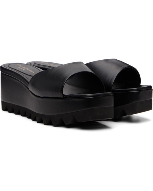 Stella McCartney Black Sneak-Elyse Wedge Sandals