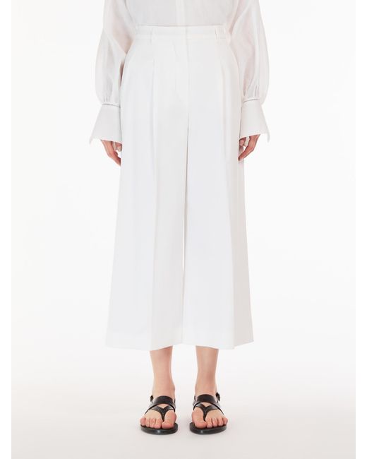 Max Mara White Stretch Cotton Casual Pants