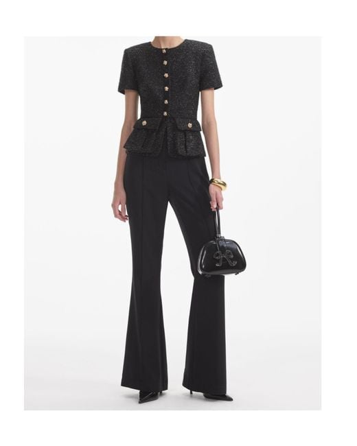 Self-Portrait Black Tinsel Bouclé Jumpsuit