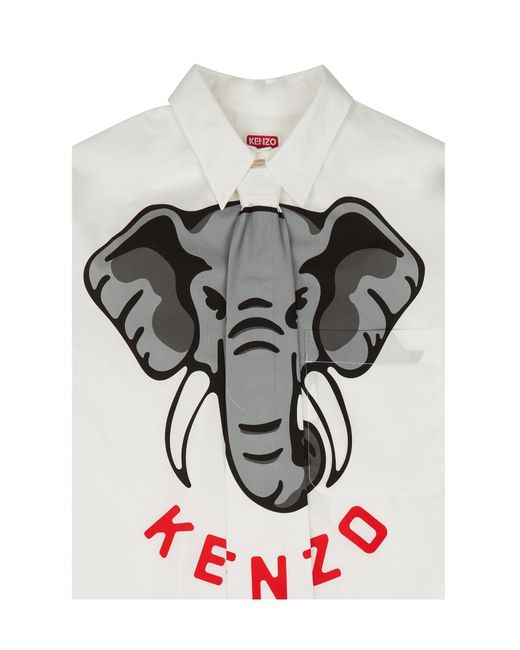 KENZO Gray Elephant Printed T-Shirt for men