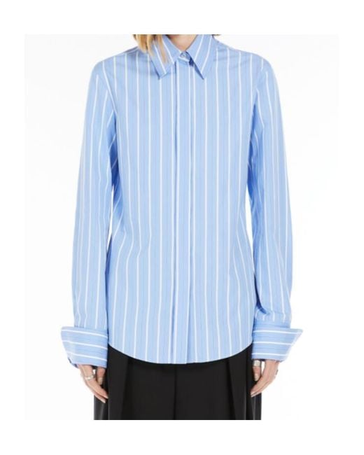Sportmax Blue Striped Popeline Shirt