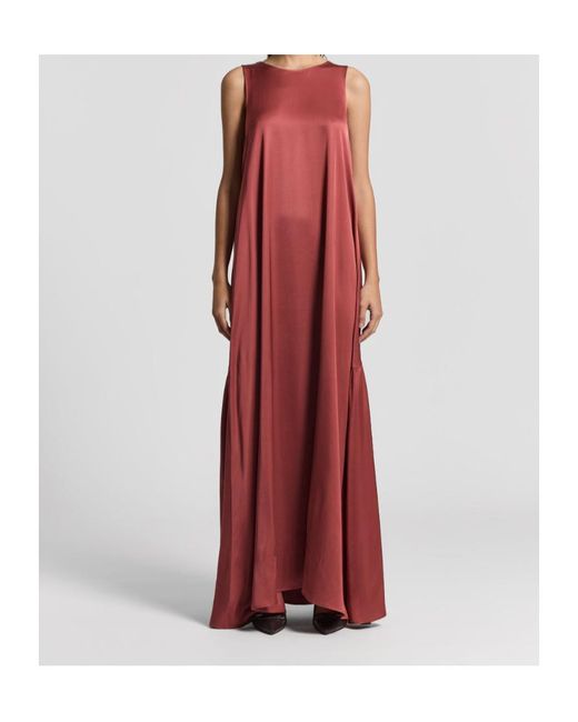 Peserico Red Crewneck Sleeveless Maxi Dress
