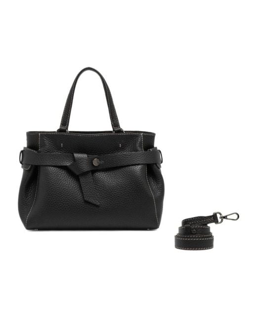 Gianni Chiarini Black Miranda Knotted Pebble-Effect Tote Bag