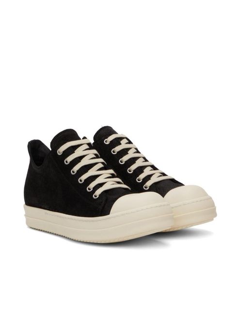 Rick Owens Black Logo Lace Up Sneakers for men