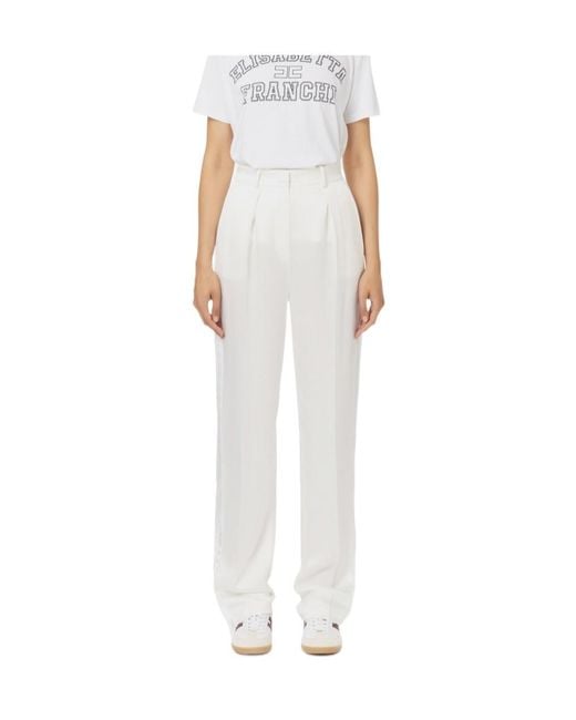 Elisabetta Franchi White Tapered Trousers
