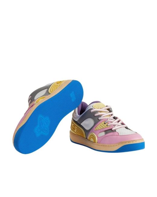 Gucci Pink Panelled Leather Sneakers
