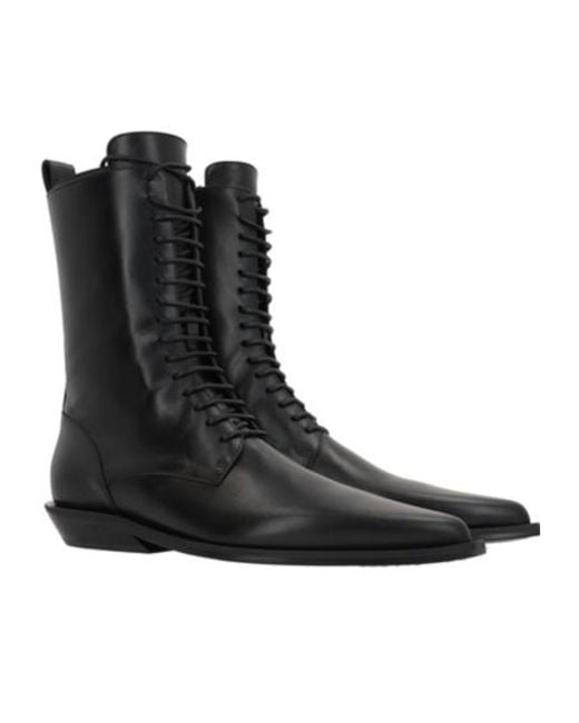 Ann Demeulemeester Black Pointed Lace-Up Boots