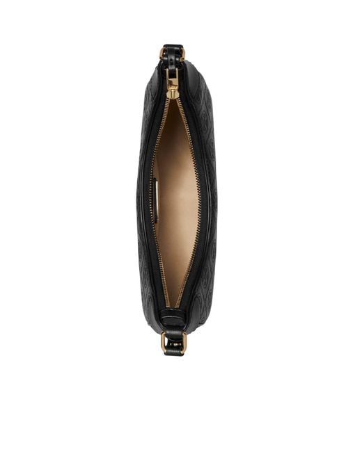 Tory Burch Black T Monogram Crescent Bag