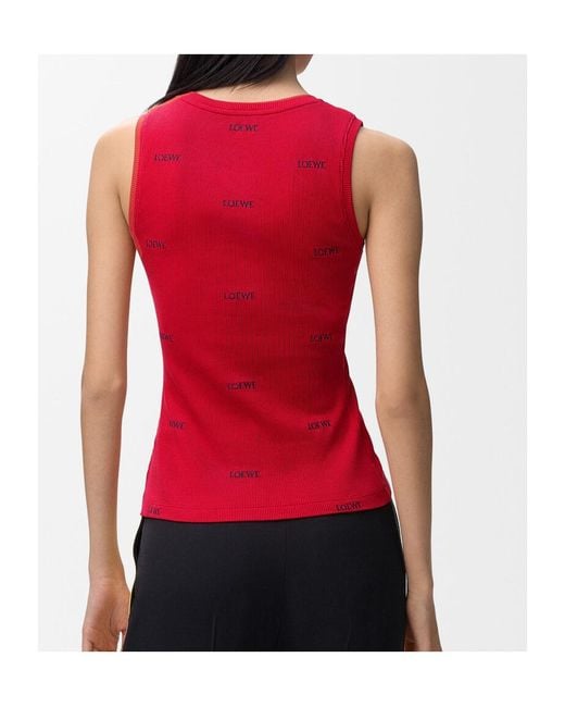 Loewe Logo-Embroidered Ribbed-Knit Tank Top