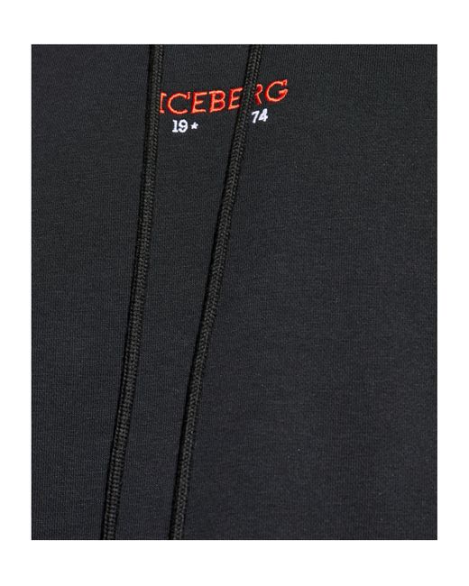 Iceberg Blue Logo Embroidered Hooded Sweatshirt for men