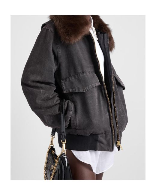 Prada Black Fur-Collar Blouson Jacket