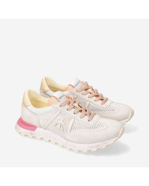 Premiata White Logo Sports Shoes