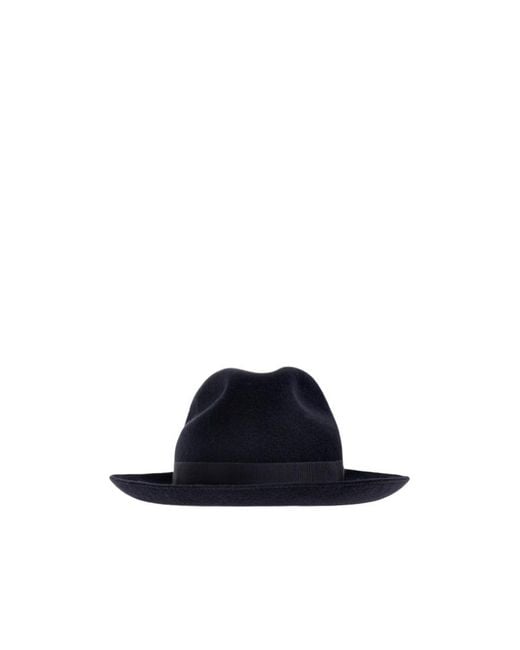 Giorgio Armani Blue Wide-Brimmed Wool Hat for men