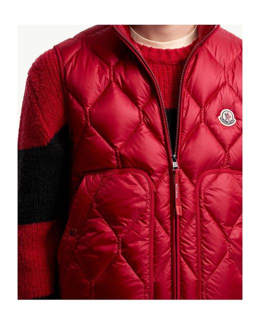 Moncler Red Erelia Diamond Quilted Down Vest for men