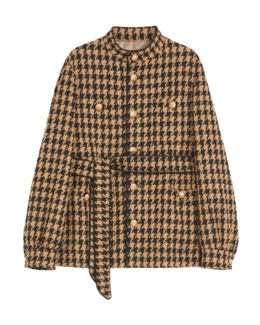 Valentino Brown Houndstooth Wool Jacket for men