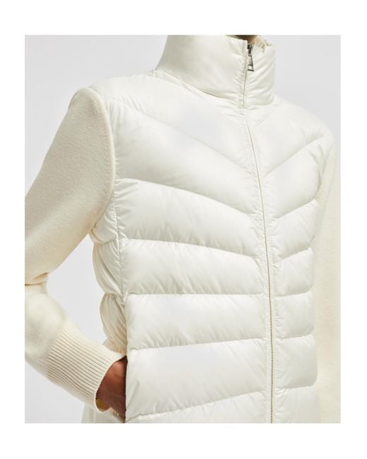 Moncler White Logo Patch Zip-Up Jacket