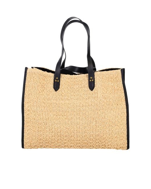 Jérôme Dreyfuss Natural Large Leon Leather-Trim Tote Bag