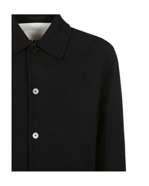 Jil Sander Black Long-Sleeved Buttoned Overshirt for men