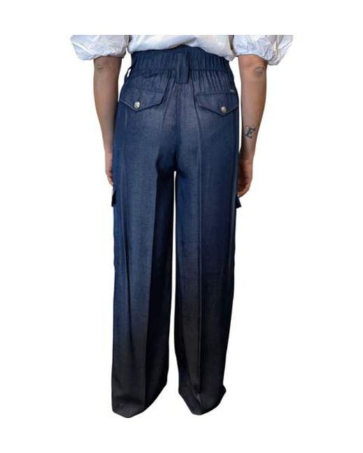 Liu Jo Blue Elasticated Waistband Wide-Leg Pants