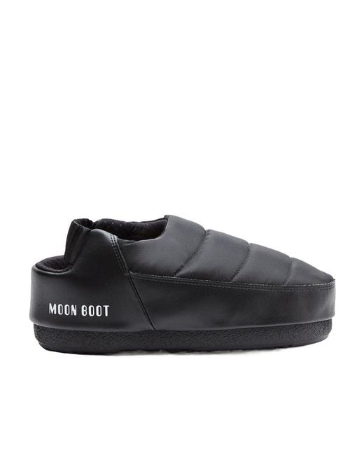 Moon Boot Black Logo Printed Padded Slippers for men